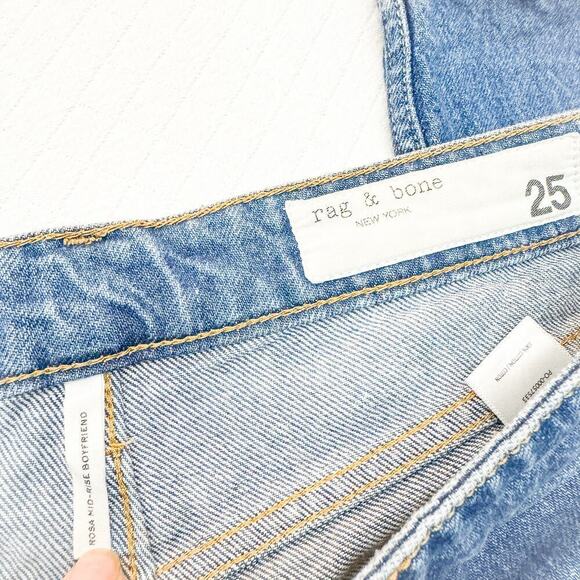 Rag & Bone Rosa Mid-Rise Boyfriend Button-Fly Jasper Denim Jeans Size 25 - Picture 6 of 8